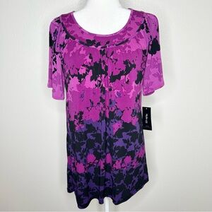 New Style & Co Womens Purple Short Sleeve Jersey Blouse Top Size MP Petite NWT